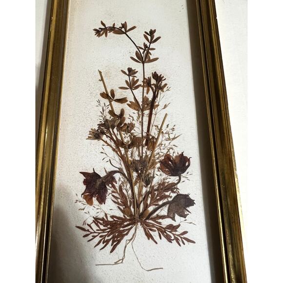 Vintage Dried Brown Floral Design Wall Decor Made In Switzerland - Picture 2 of 4